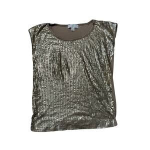 MICHAEL KORS GOLD Sequin Sparkly T-shirt, Soft & supple, women's Small